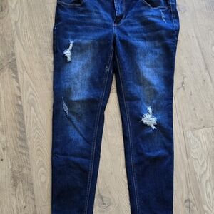 Classic Navy Distressed Skinny Jeans